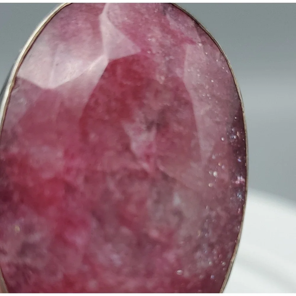Vtg Sterling Silver Genuine Ruby Handcrafted Reversible Pendant / Brooch‎ 36g